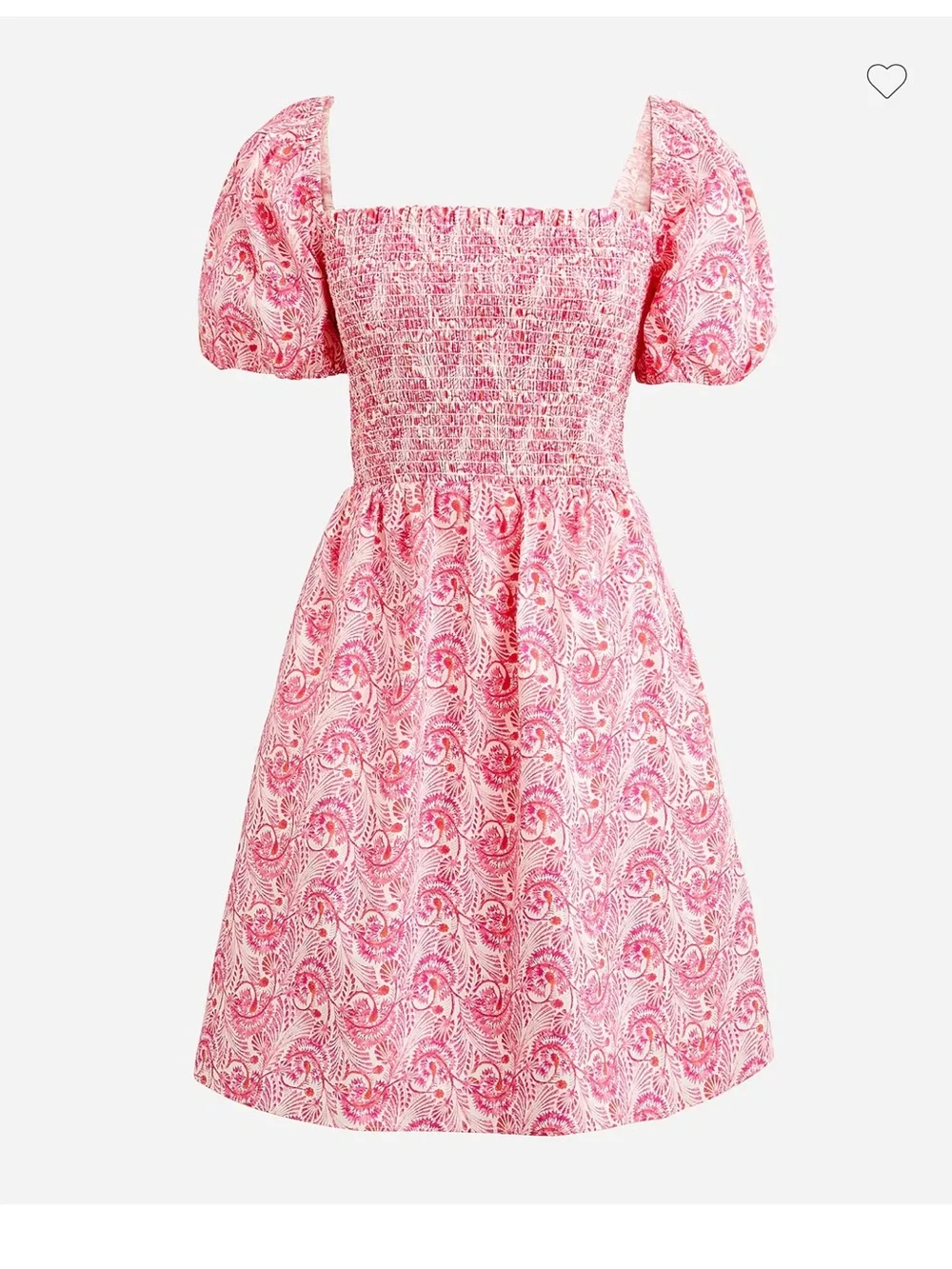 J. Crew Pink Floral Smocked Square Neckline Puff Sleeve Flowy Poplin Mini Dress